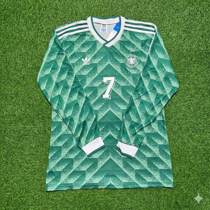 Pierre Littbarski Germany 1990 World Cup Green Long Sleeve Football Jersey