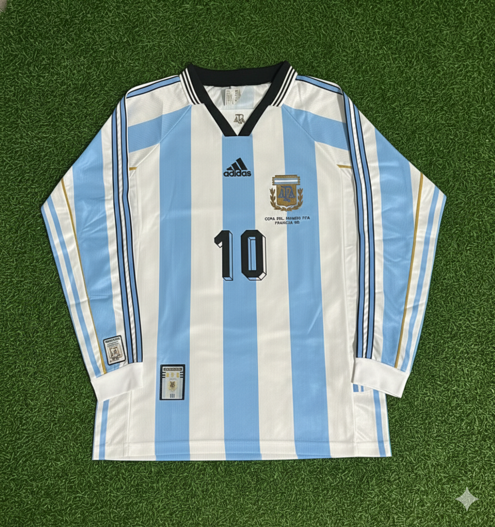 Argentina Long Sleeve Retro Football Jersey – Lionel Messi