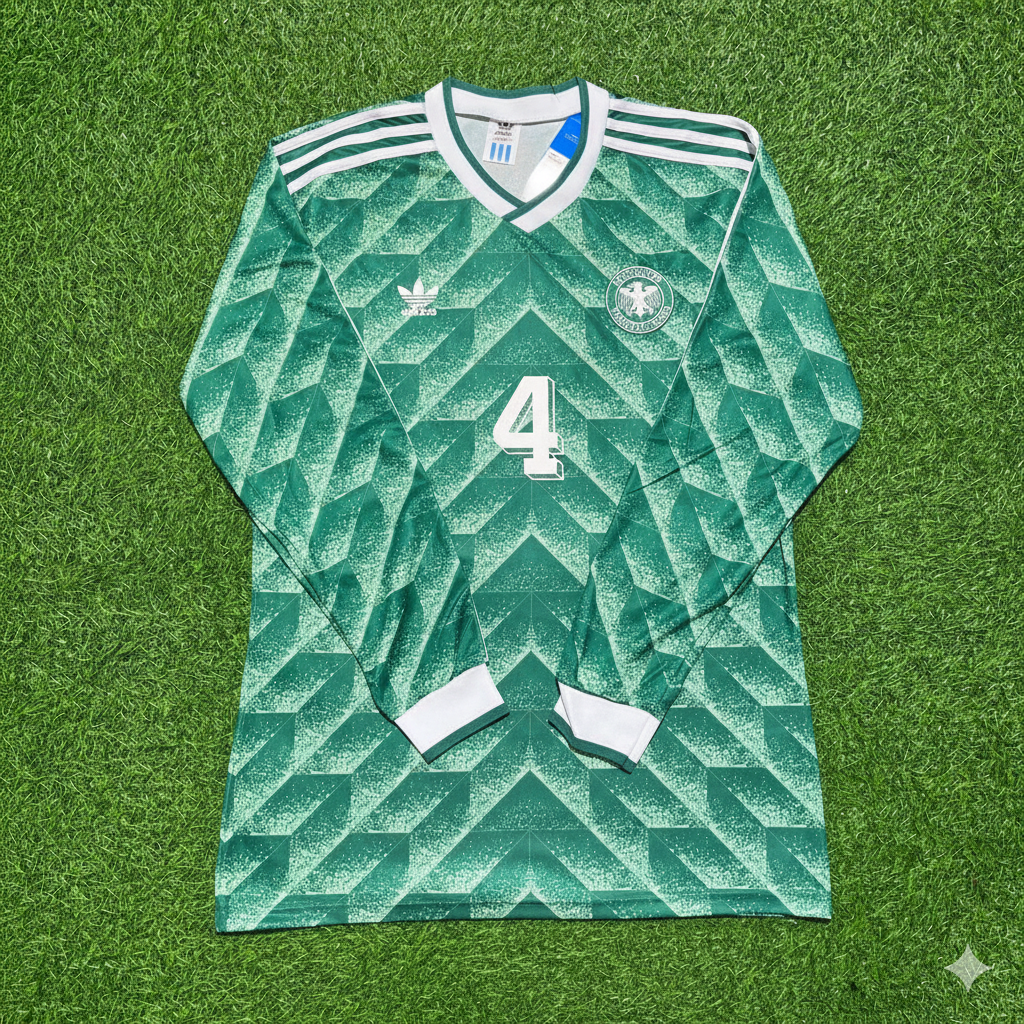 Jürgen Kohler Germany 1990 World Cup Green Long Sleeve Football Jersey