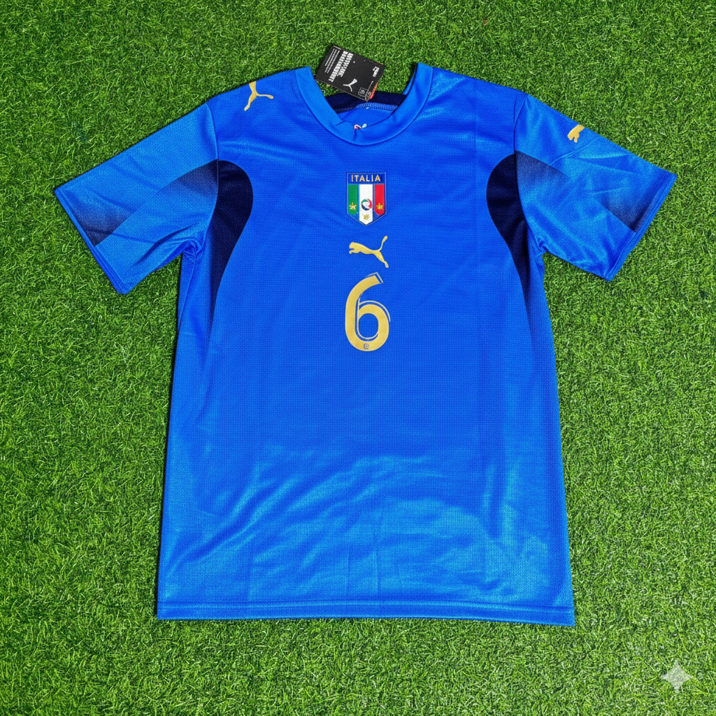 Andrea Barzagli 6 - Maillot Rétro Finale Coupe du Monde 2006 Italie