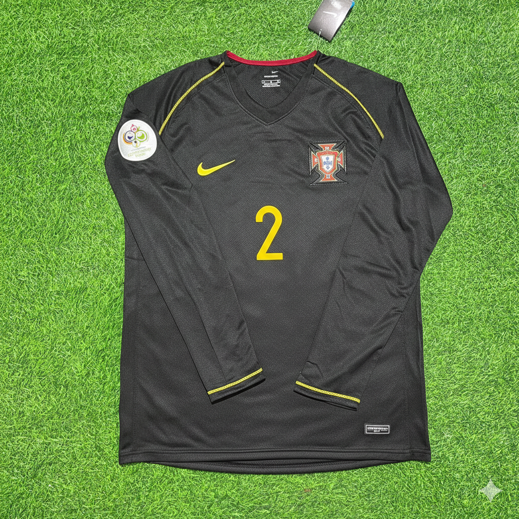 Paulo Ferreira Portugal 2006 World Cup Long Sleeve Black Retro Football Jersey