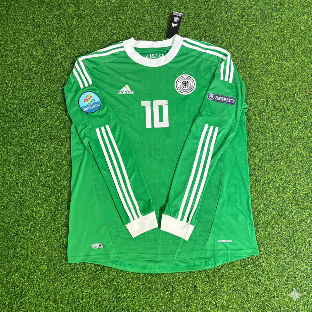 Germany 2012 EURO Long Sleeve Green Retro Football Jersey – Lukas Podolski
