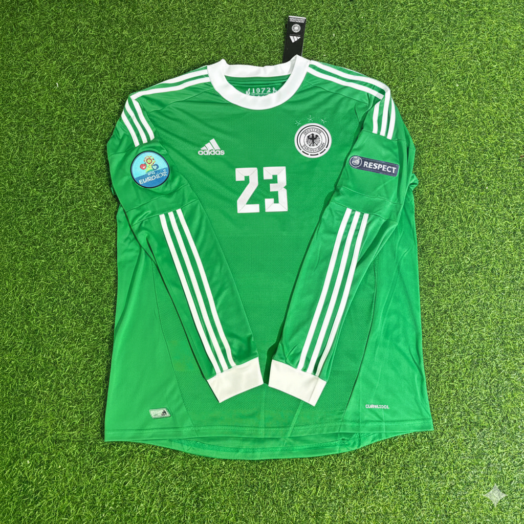 Germany 2012 EURO Long Sleeve Green Retro Football Jersey – Mario Gomez