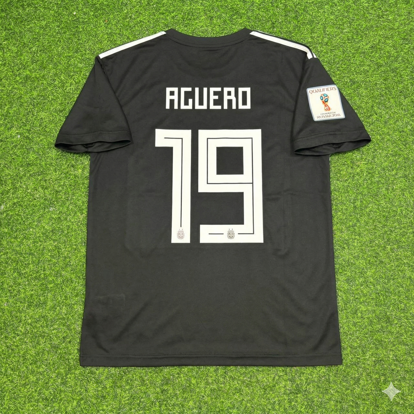 Sergio Kun Agüero Argentinien WM 2018 Schwarzes Retro Fußballtrikot