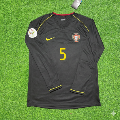 Fernando Meira Portugal 2006 World Cup Long Sleeve Black Retro Football Jersey