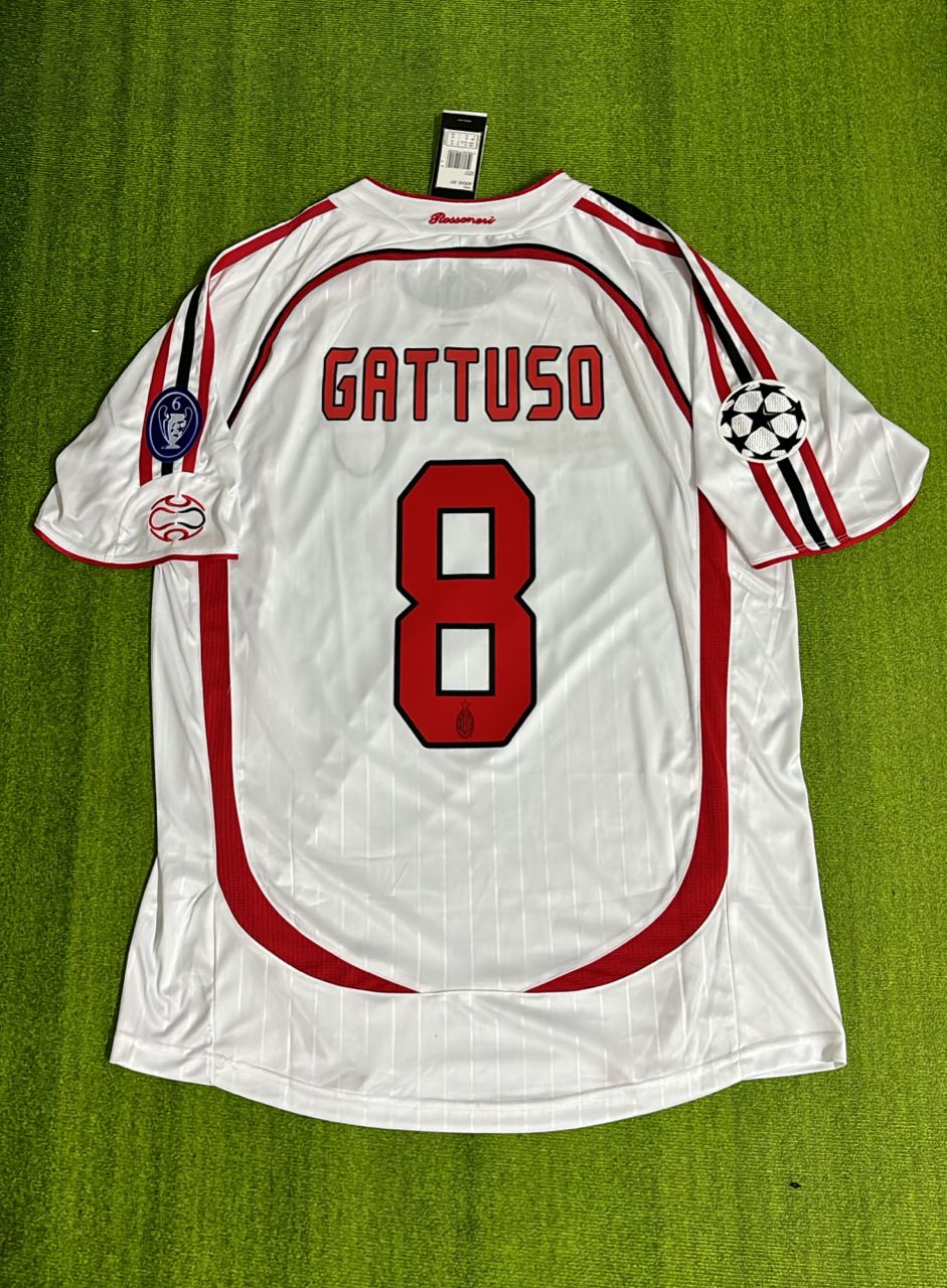 Gennaro Gattuso Milan 2007 Final White Retro Soccer Jersey Trikot Soccer Shirt