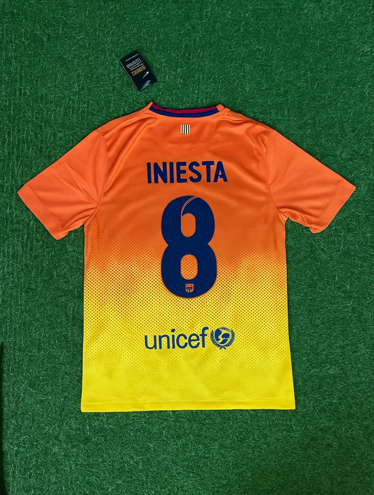 Barcelona 2012/13 Orange Retro Jersey – Andres Iniesta 8