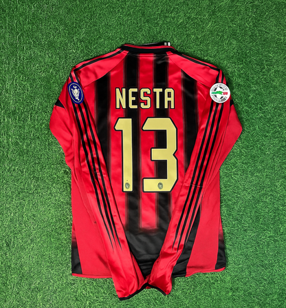 Maillot Rétro Domicile AC Milan 2003/04 Rouge et Noir – Alessandro Nesta 13