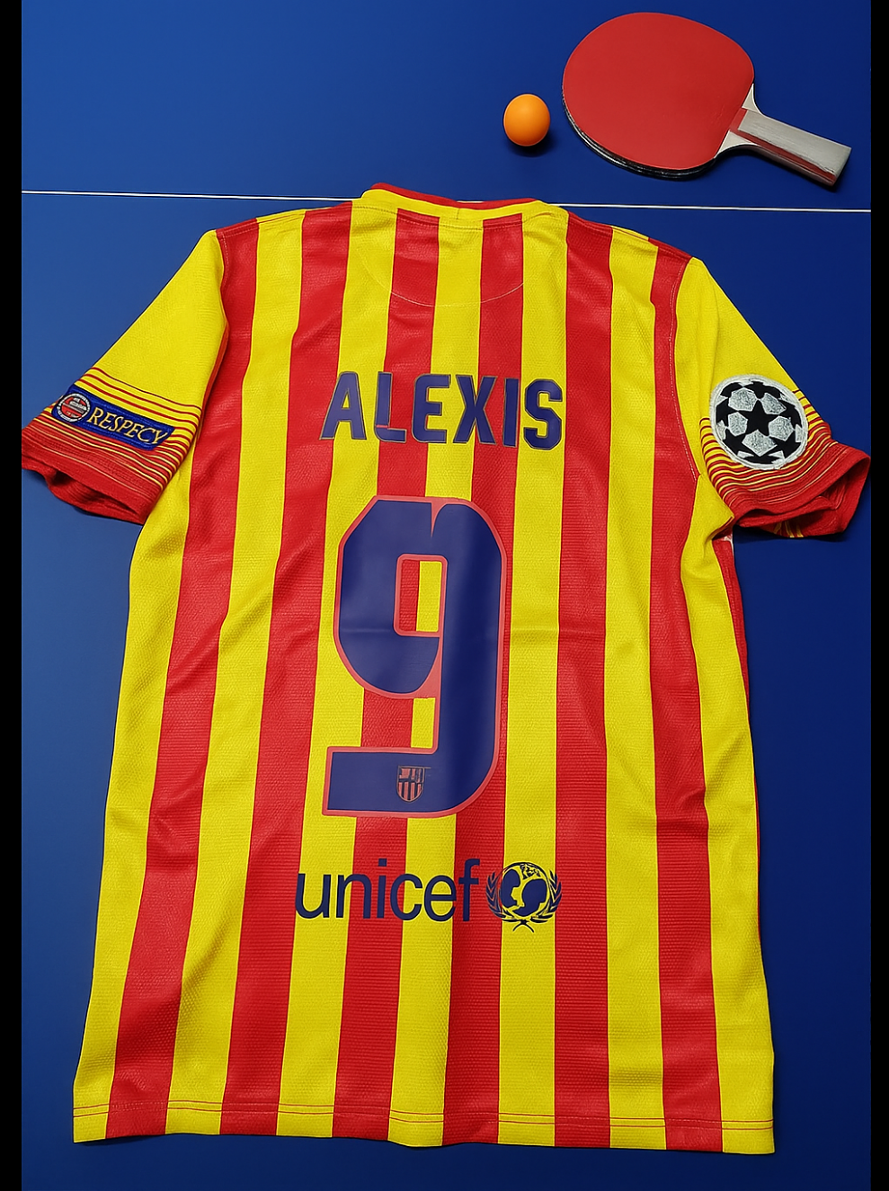 Camiseta retro amarilla y roja del Barcelona 2013/14 – Alexis Sánchez 9