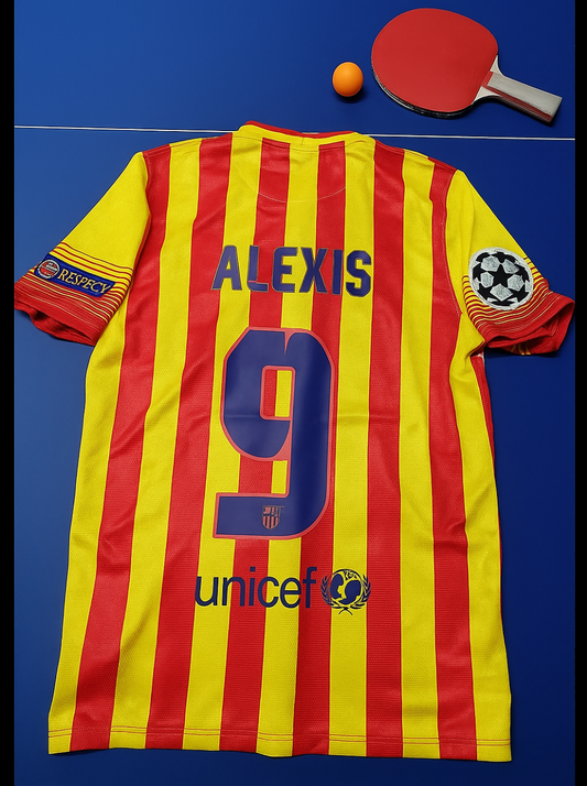 Barcelona 2013/14 Yellow Red Retro Jersey – Alexis Sanchez 9