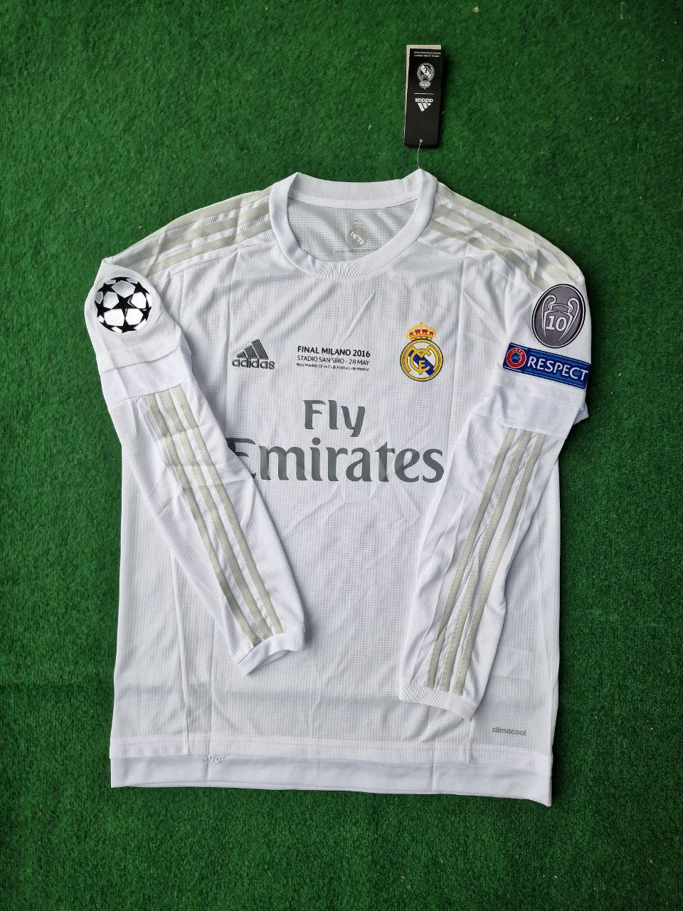 Cristiano Ronaldo 7 - Real Madrid 2016 Champions League Final Long Sleeve Jersey Trikot Maillot Soccer Shirt