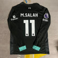 Maillot de football Mohammed Salah Liverpool 2025 à manches longues noir avec écusson Premier League