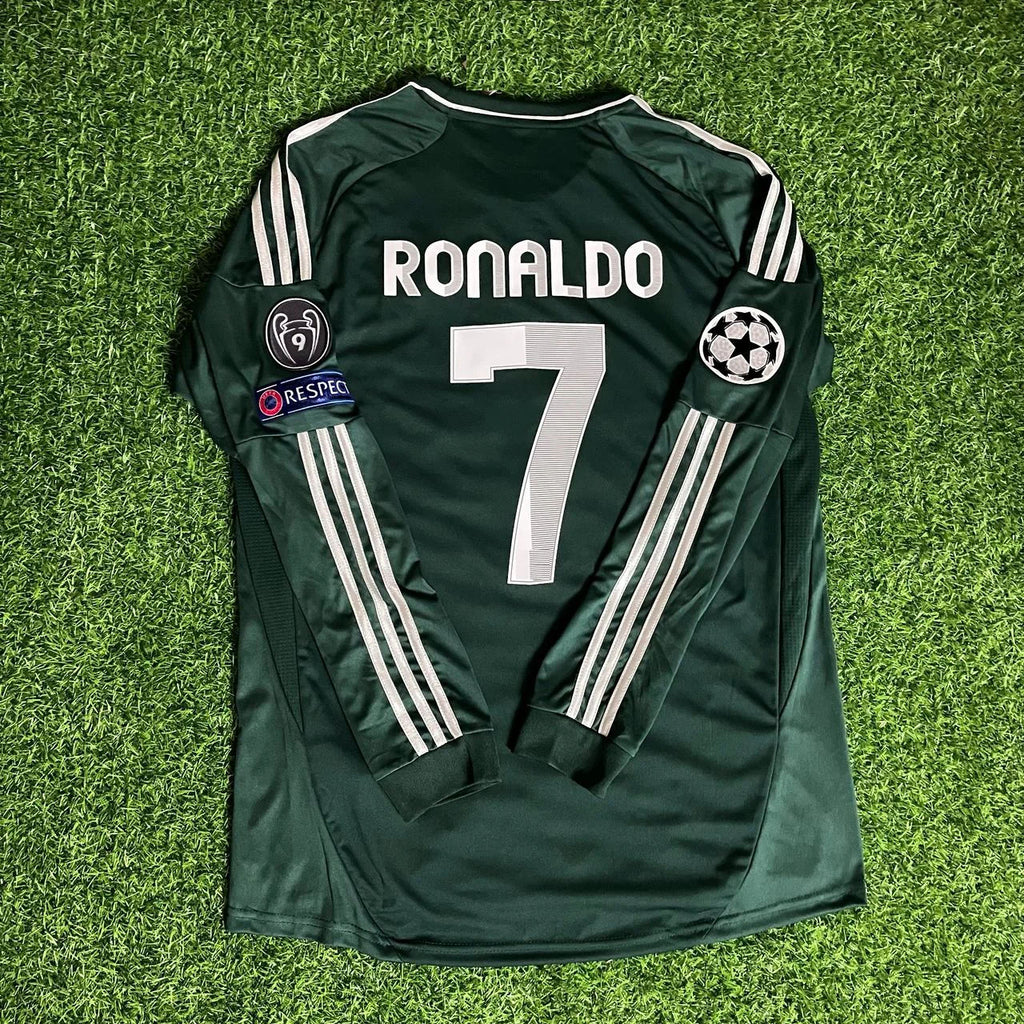 Cristiano Ronaldo CR7 Real Madrid 2012-2013 Champions League Grün Langarm Trikot Fußballtrikot
