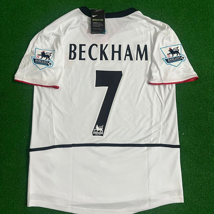 David Beckham Manchester United weißes Retro-Trikot