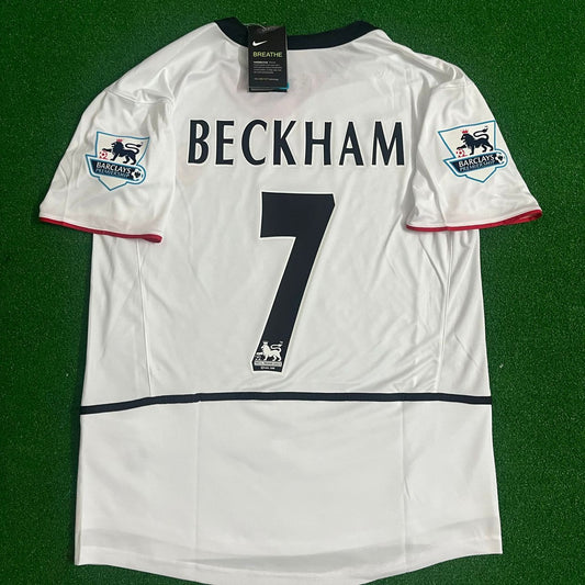 David Beckham Manchester United weißes Retro-Trikot