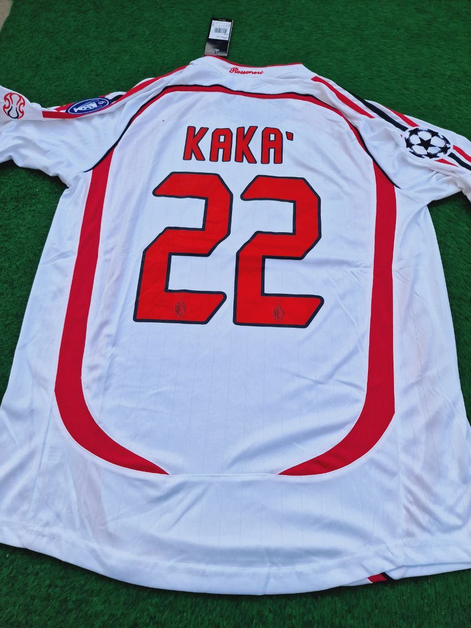 Kaká Leite Milan 2007 Final Athene Champions League Final White Retro Football Jersey