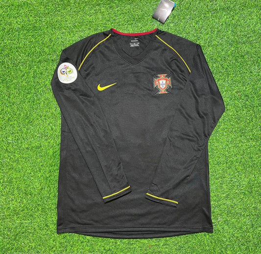 Portugal 2006 World Cup Long Sleeve Black Retro Football Jersey