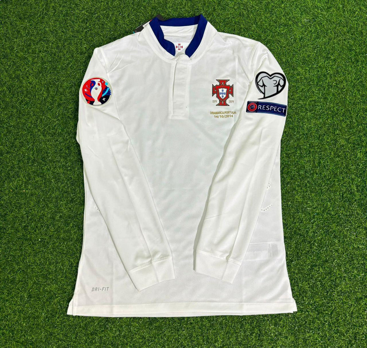Maillot de football rétro du Portugal EURO 2016 blanc à manches longues