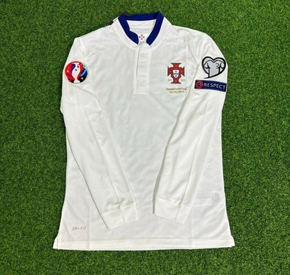 Maillot de football rétro du Portugal EURO 2016 blanc à manches longues