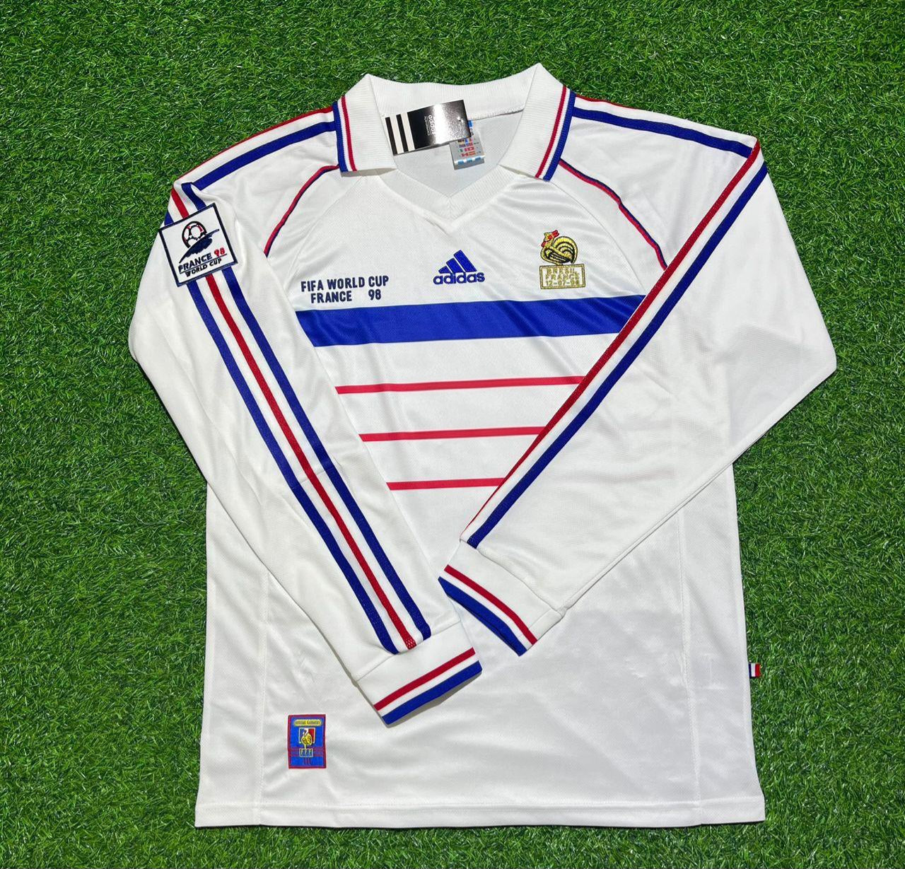 David Trezeguet #20 France 1998 World Cup White Away Long Sleeve Retro Jersey