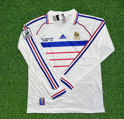 David Trezeguet #20 Frankreich 1998 WM Auswärts Trikot Langarm Retro Weiß
