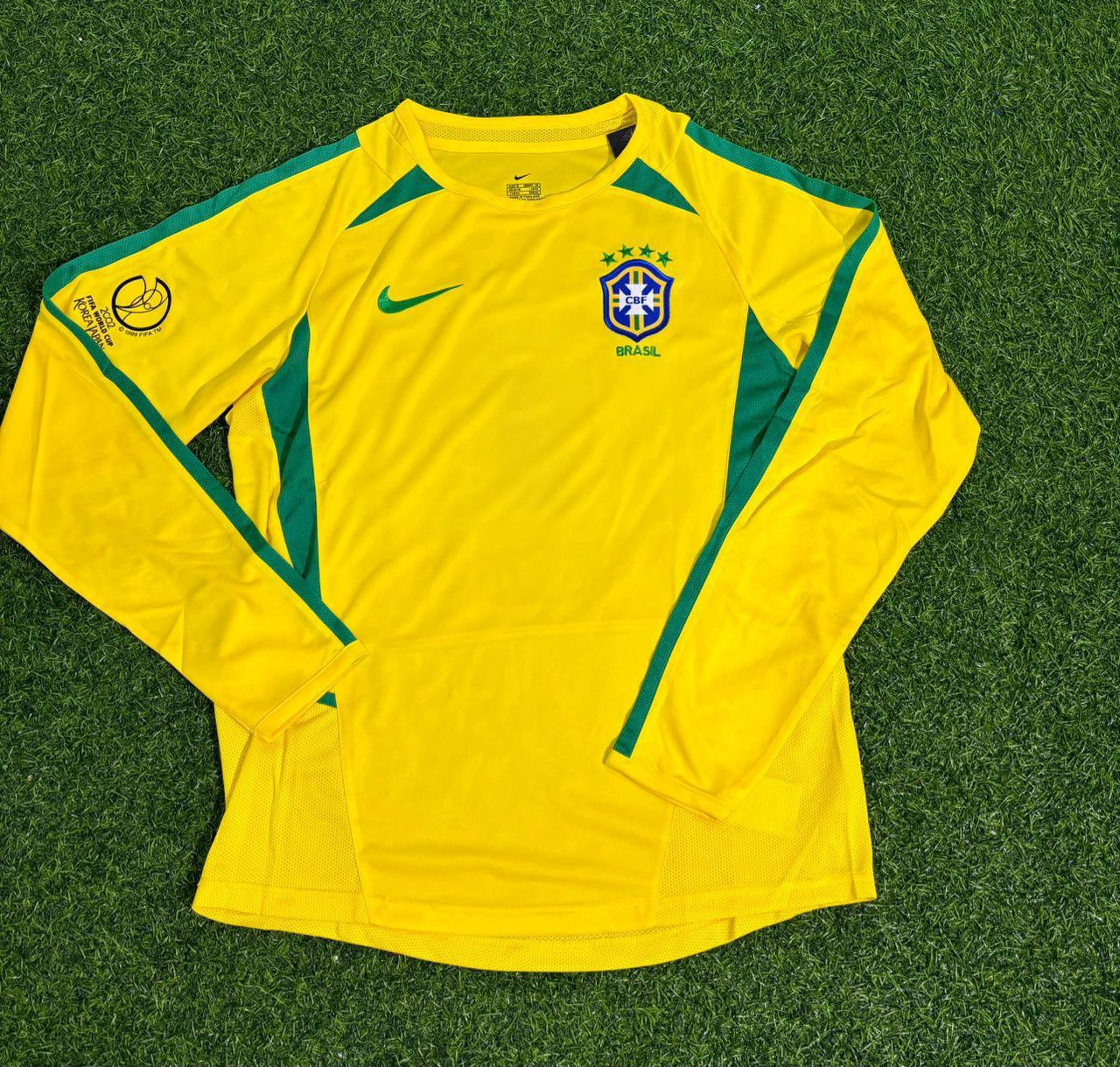 Ricardinho Brasilien 2002 WM-Finale Gelbes Langarm Retro-Fußballtrikot