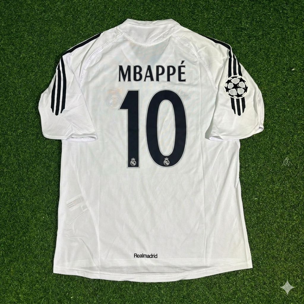 Kylian Mbappe Real Madrid White Retro Jersey Soccer Shirt Trikot