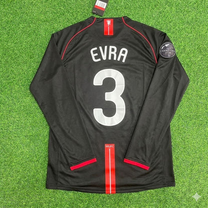 Maillot de football rétro noir Patrice Évra Manchester United 2007/2008 Ligue des champions