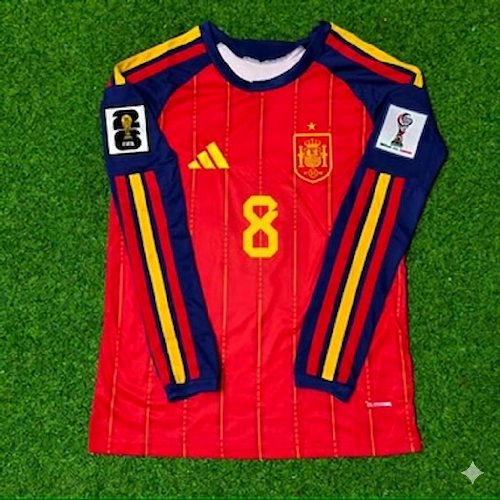 Fabián Ruiz Peña #8 Spain 2026 World Cup Home Long Sleeve Jersey Trikot Maillot