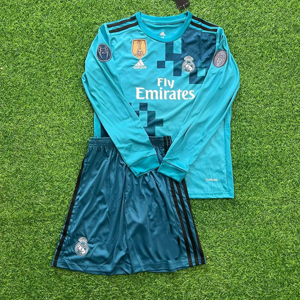 Karim Benzema 9- Real Madrid 2017 /2018 Long Sleeve Kids Kit Jersey Soccer Shirt KinderTrikot
