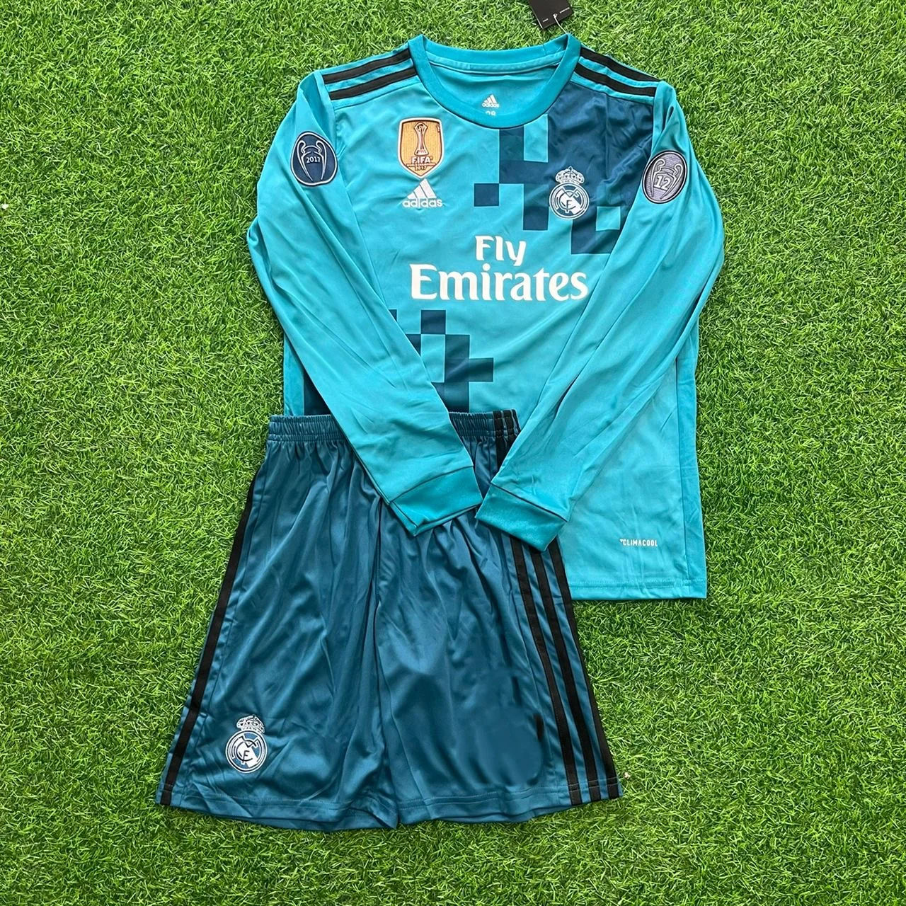 Karim Benzema 9- Real Madrid 2017 /2018 Long Sleeve Kids Kit Jersey Soccer Shirt KinderTrikot