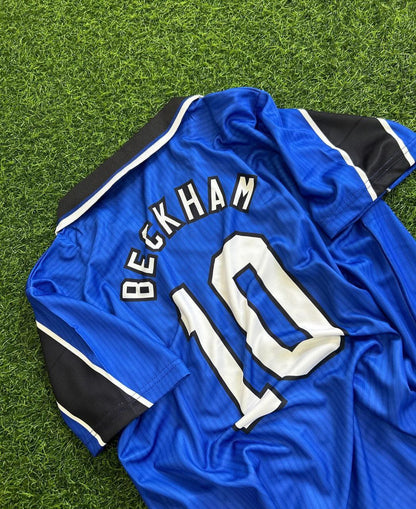 David Beckham Manchester United 1996/1997 Blaues Retro-Fußballtrikot