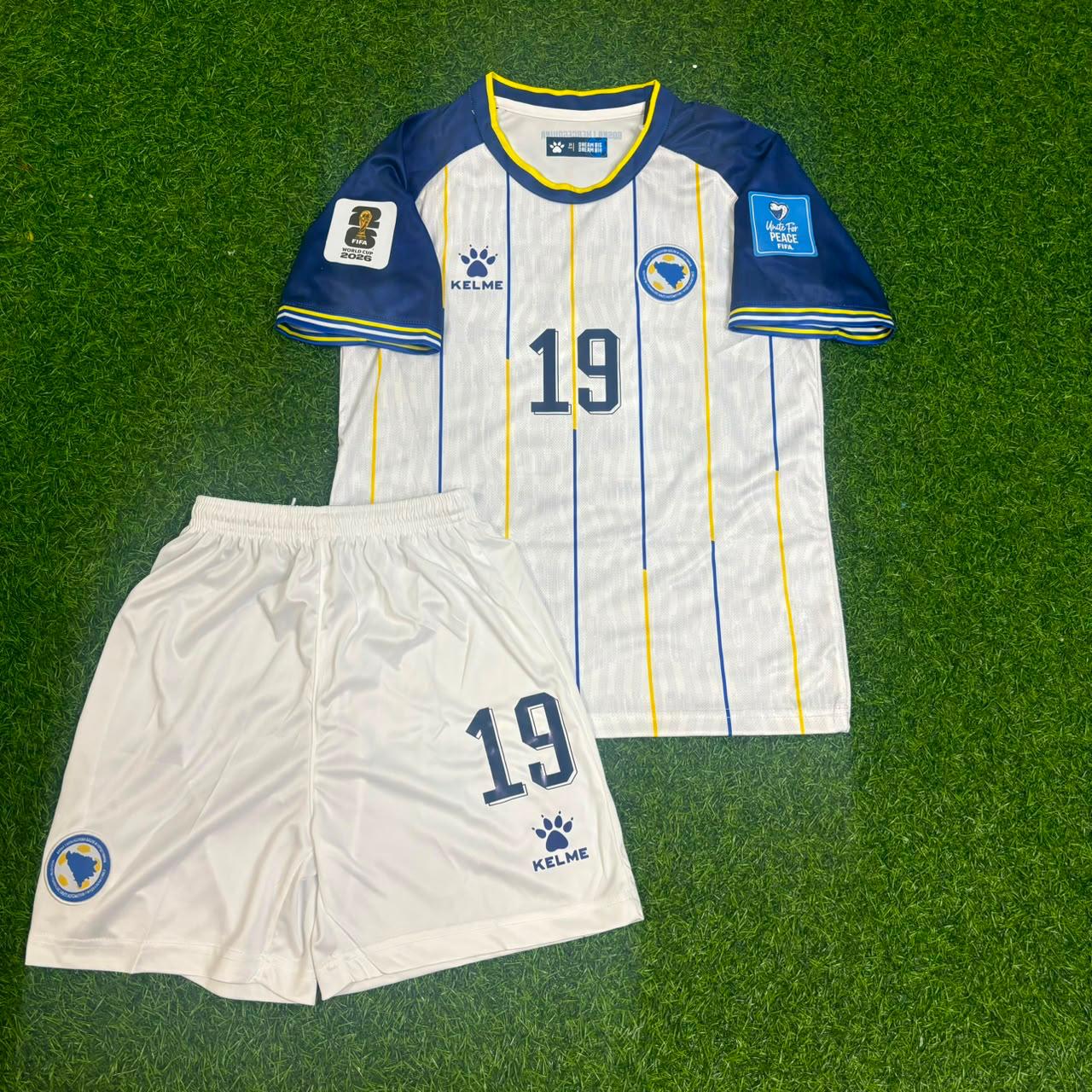 Kerim Alajbegović Bosnia and Herzegovina 2026 World Cup White Kids Kit Football Jersey