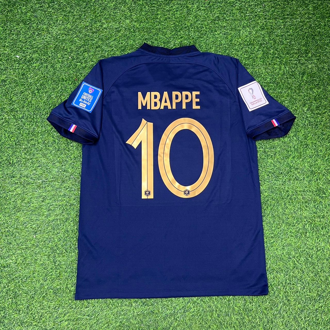 Kylian Mbappé Frankreich WM 2022 Finale Retro Trikot Fußballtrikot