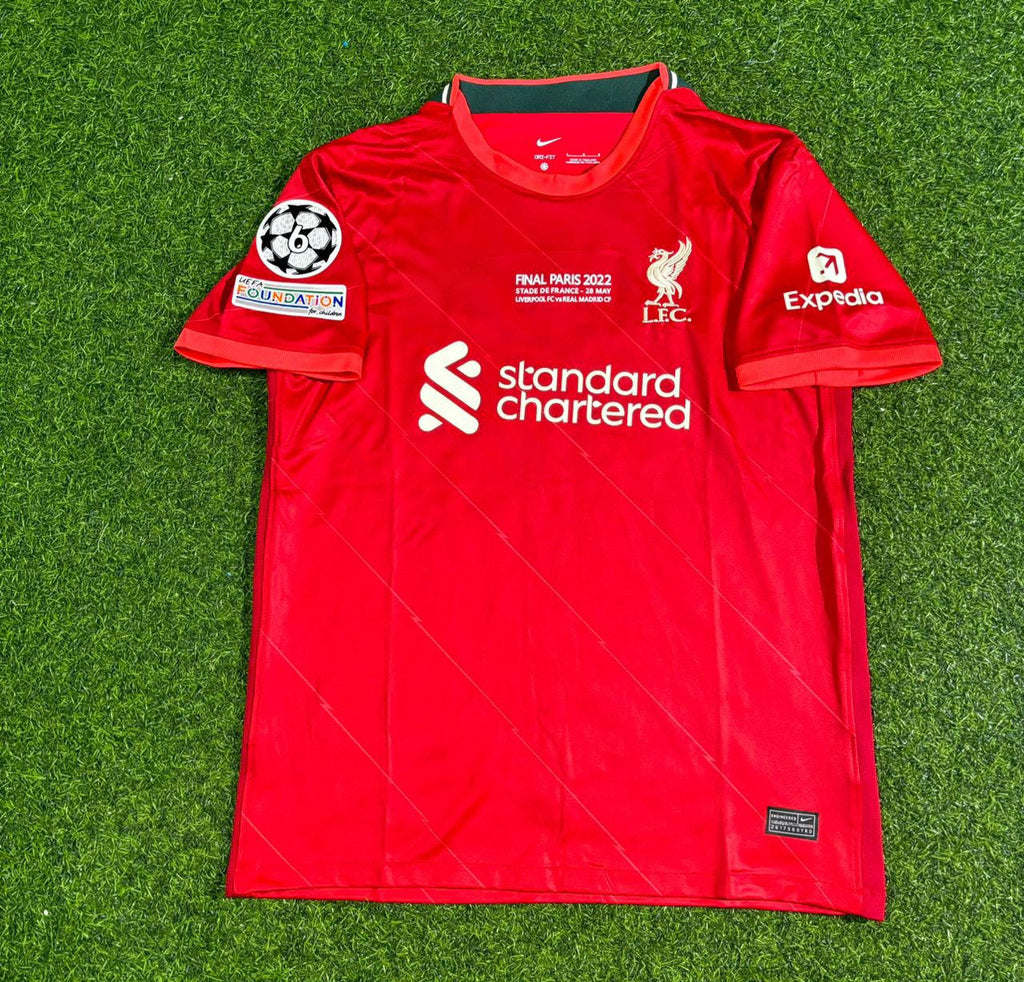 Maillot de football rétro domicile du Liverpool FC pour la finale de la Ligue des champions 2022