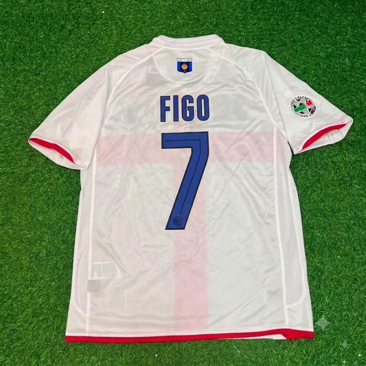 Luis Figo #7 Inter 2007- 2008 Saison Auswärts Weiß Rot Retro Trikot Maillot Maglia Fußballtrikot