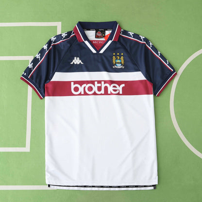 Manchester City F.C. 1997-1998 Season Away White Retro Football Jersey Trikot Maillot