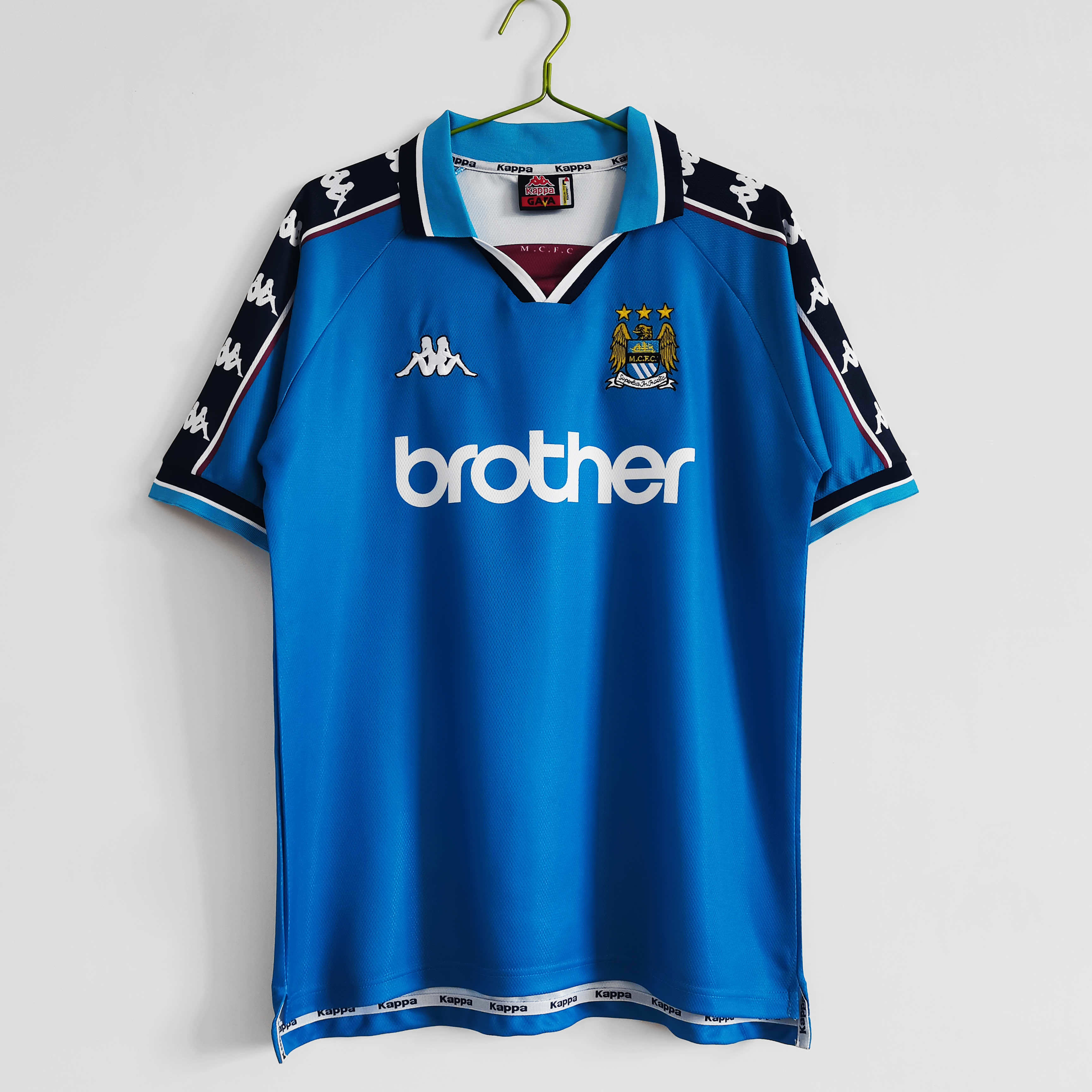 Manchester City F.C. 1997-1998 Season Home Blue Retro Football Jersey Trikot Maillot