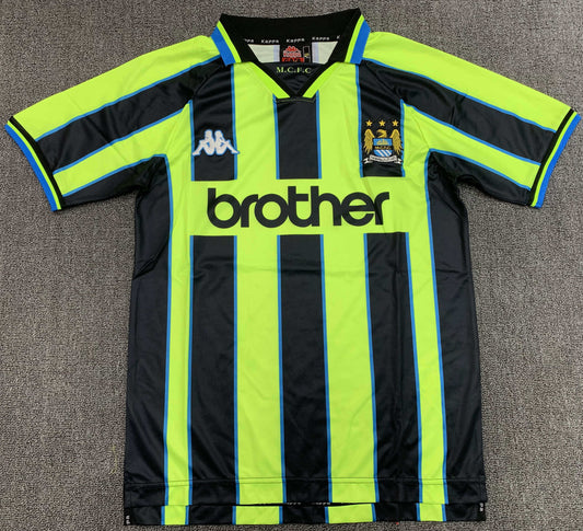 Manchester City F.C. 1998-1999 Season Away Yellow Retro Football Jersey Trikot Maillot
