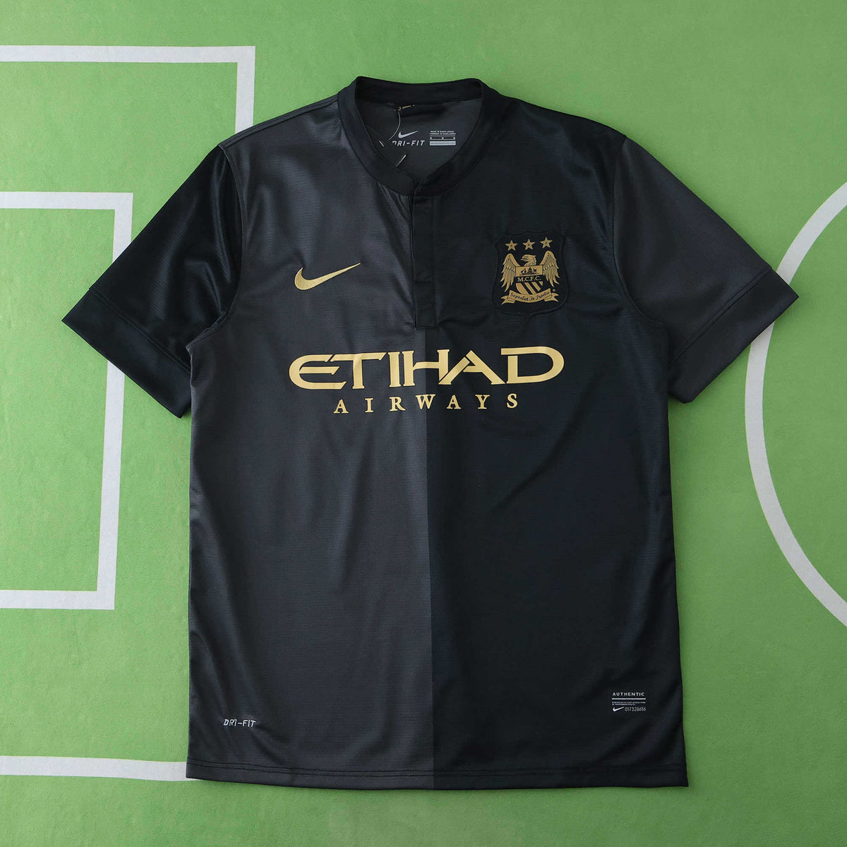 Manchester City F.C. 2013-2014 Season Away Black Retro Football Jersey Trikot Maillot