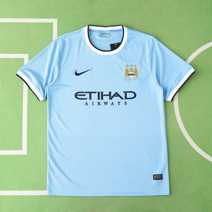 Manchester City F.C. 2013-2014 Season Home Blue Retro Football Jersey Trikot Maillot