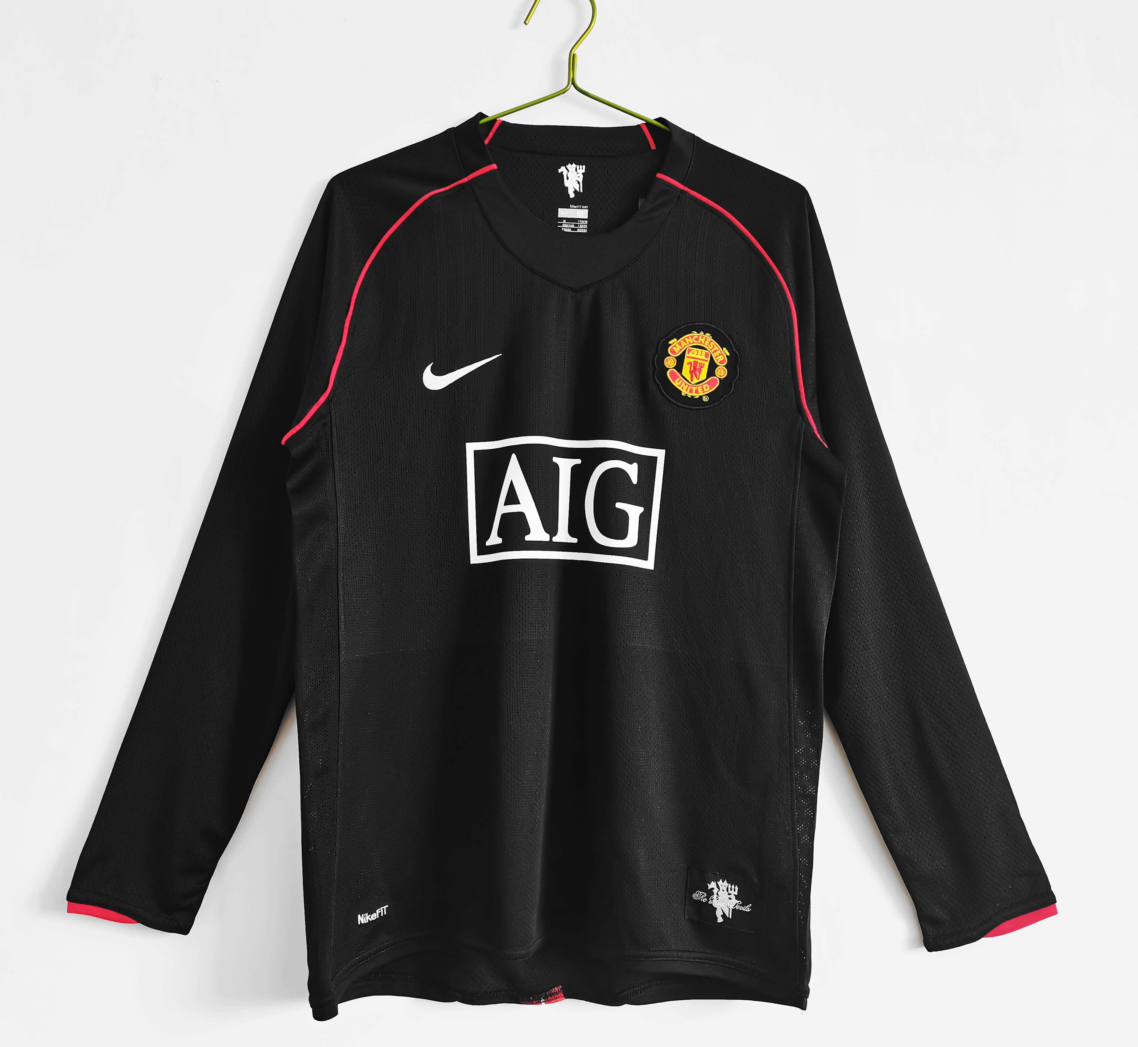 Manchester United Retro Langarm-Fußballtrikot
