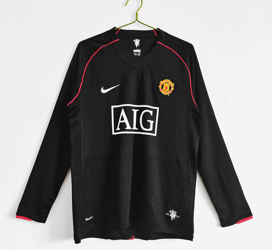 Manchester United 2007-2008 Season Red Away Retro Long Sleeve Football Jersey Trikot Maillot