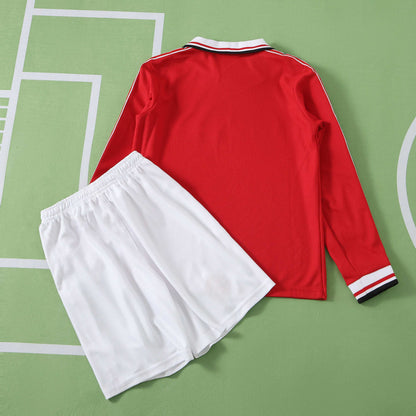 Manchester United F.C. 1998 Season Retro Home Kids Long Sleeve Football Jersey Trikot Maillot
