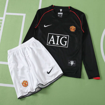 Manchester United F.C. 2007-2008 Season Away Retro Kids Long Sleeve Home Football Jersey Trikot Maillot