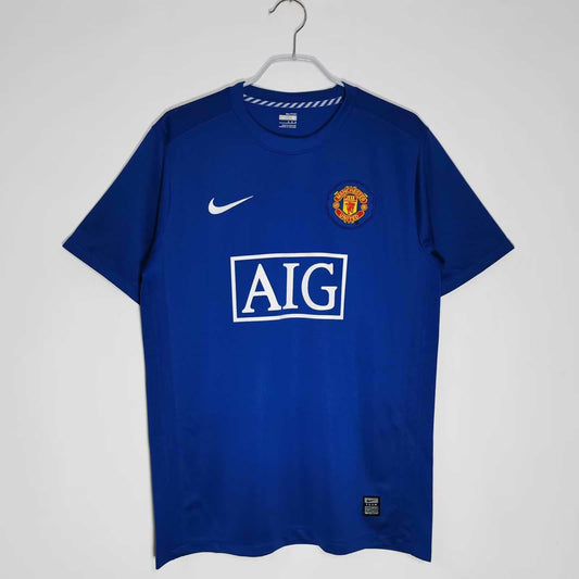 Manchester United F.C.2008-2009 Season Third Blue Retro Football Jersey Trikot Maillot