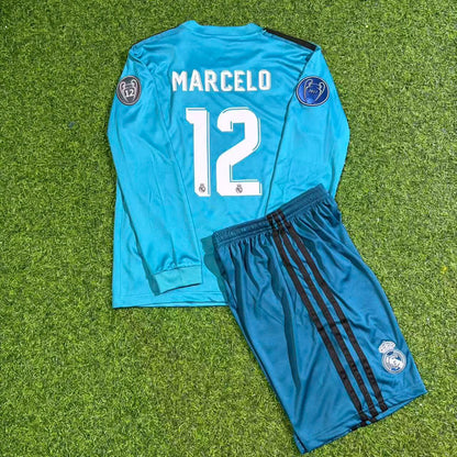 Marcelo 12- Real Madrid 2017 /2018 Long Sleeve Kids Kit Jersey Soccer Shirt KinderTrikot