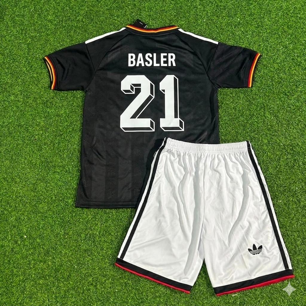 Mario Basler Germany Black Retro Kids Football Jersey