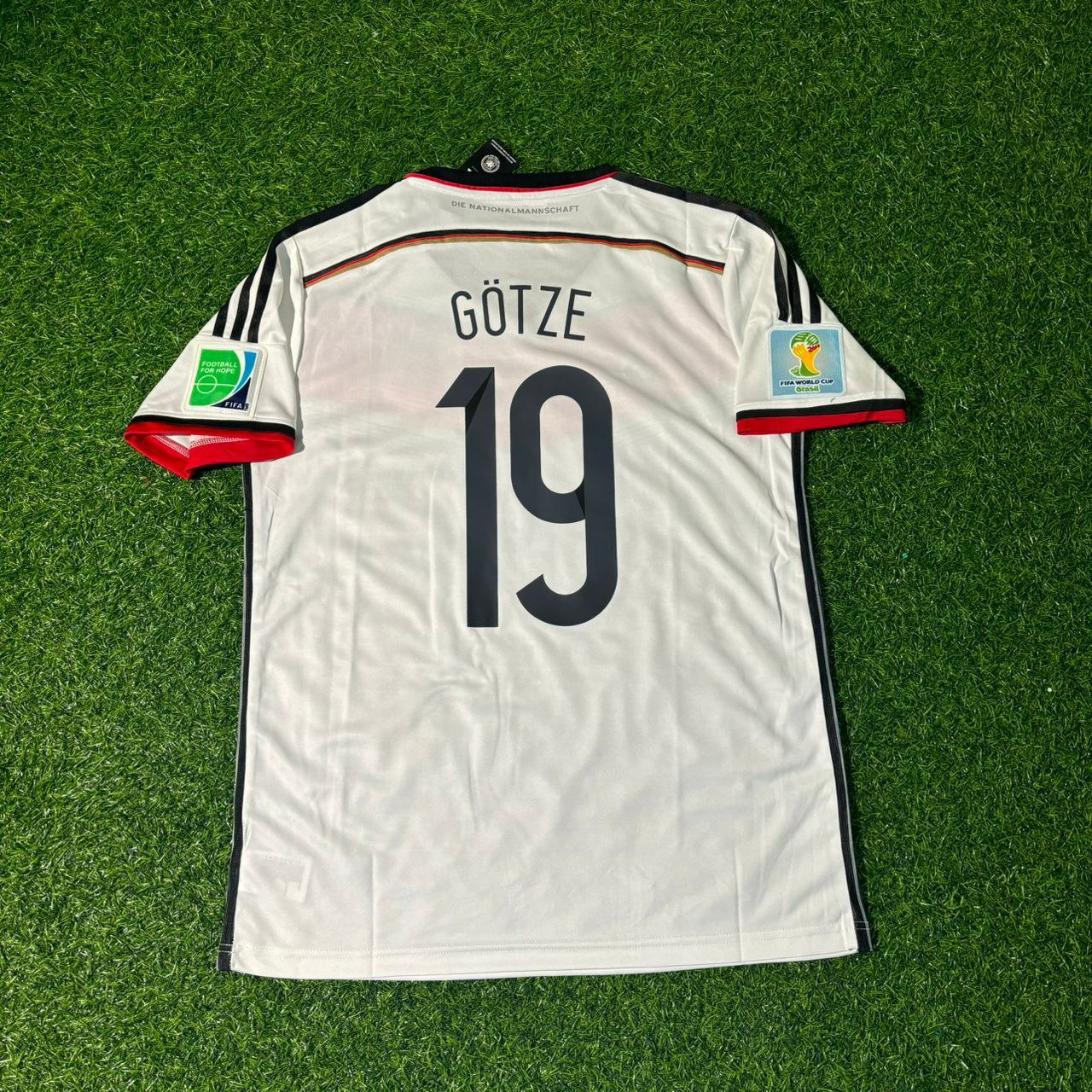 Mario Gotze - Germany Deutschland 2014 World Cup White Retro Kit Jersey Trikot Maillot Soccer Shirt