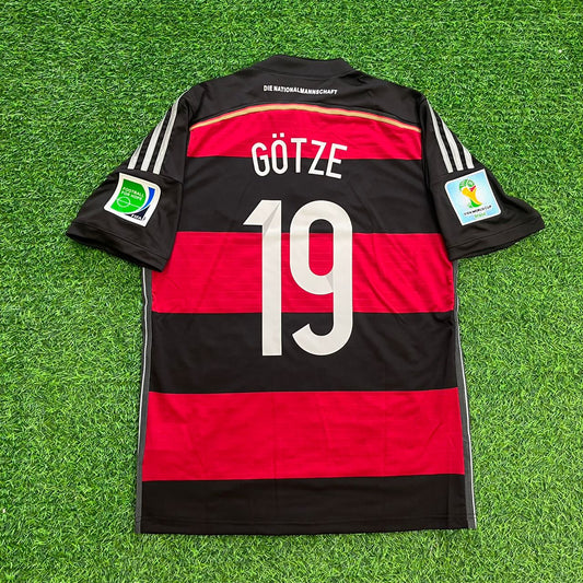 Mario Götze Deutschland 2014 Brasilien WM Finale Schwarz Rot Retro Trikot Fußballshirt